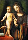Virgin And Child in an Interior Paintings - The Virgin And Child With A Columbine by Bernardino Luini